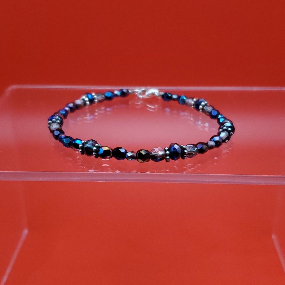 7 Inch 925 Sterling Silver Cute Colorful Faceted Crystals Bracelet